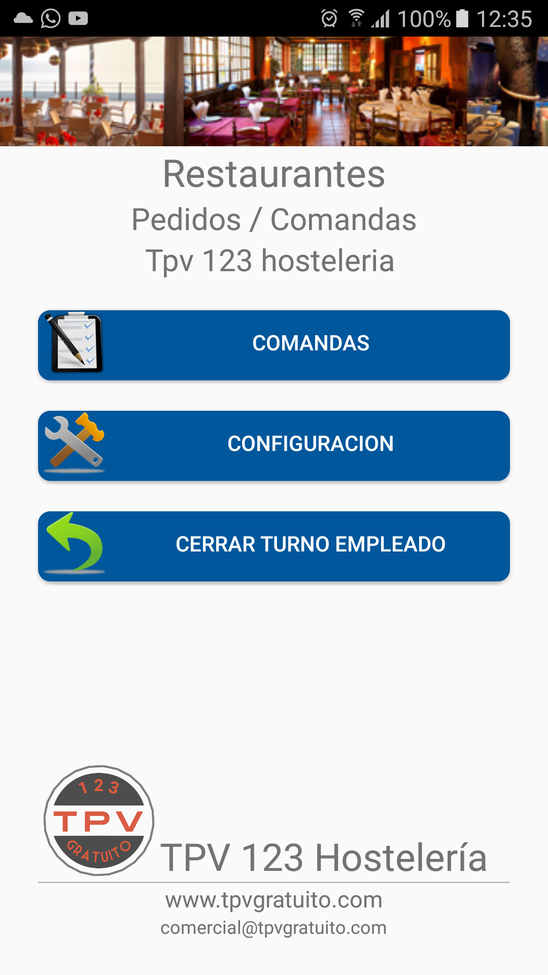 Programa hostelería para comandero tablet